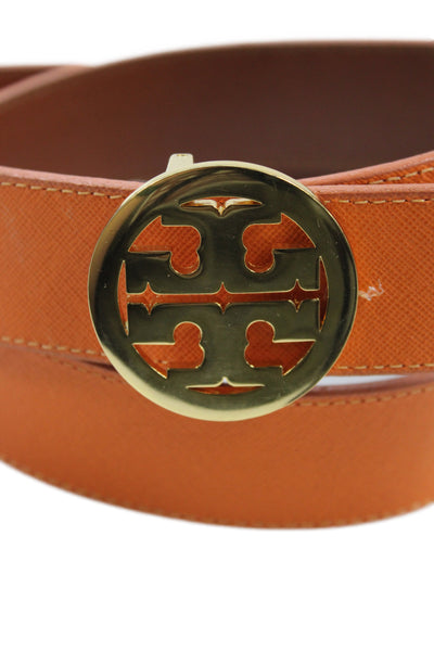 Tory Burch Womens Miller Reversible Adjustable Belt Orange Size M