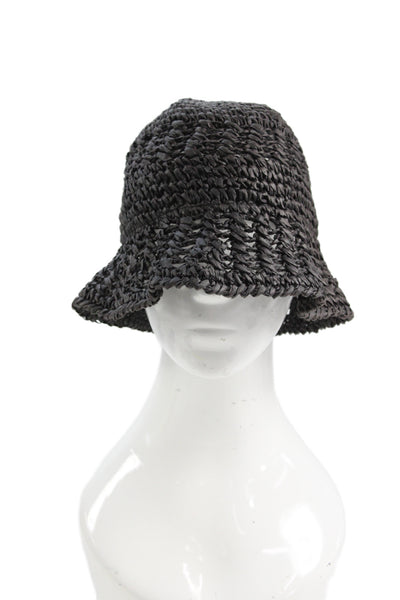 COS Womens Paper Woven Bucket Hat Solid Gray Size XS