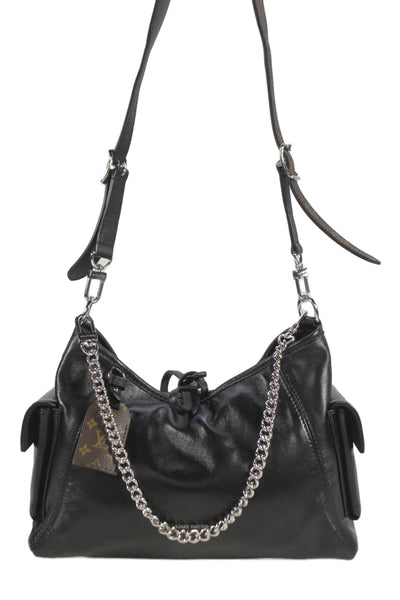 Louis Vuitton Womens Lambskin CarryAll Cargo Vibe PM Bag Black