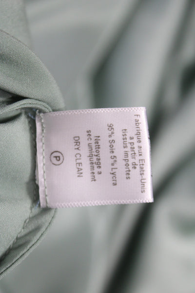 Sablyn Womens Green Silk Maxi Dress Long Sleeve Round Neck Solid Size S
