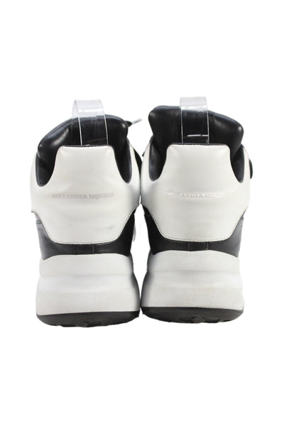 Alexander McQueen Womens Leather Runner Sneakers Black White Size 37 7 D