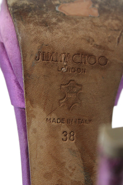 Jimmy Choo Womens Crisscross Open Toe Platform Ankle Strap Shoes Purple Sz 8