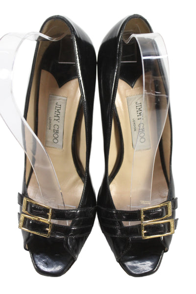 Jimmy Choo Womens Leather Buckle Detail Heels Pumps Shoes Black Size 8.5