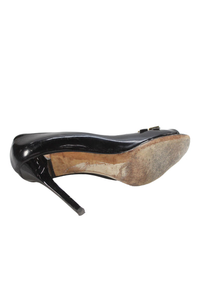 Jimmy Choo Womens Leather Buckle Detail Heels Pumps Shoes Black Size 8.5
