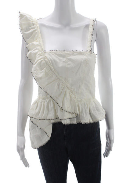 Ulla Johnson Women White Cotton Camisole Square Neck Sleeveless Bohemian Size 4