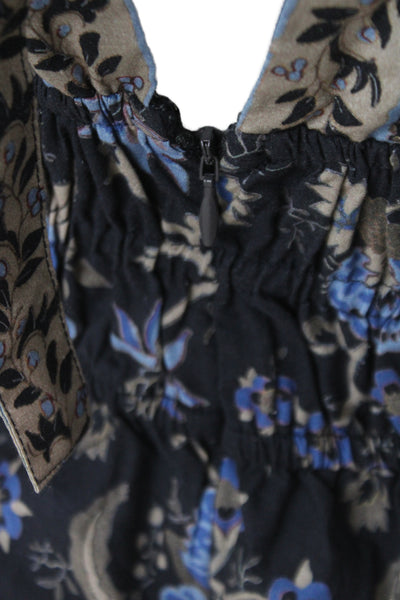 Sea New York Women Black Floral Cotton V Neck Camisole Blouse Sleeveless Size 0