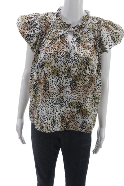 Sea New York Womens Tunic Blouse Multicolor Animal Print Cotton Size S