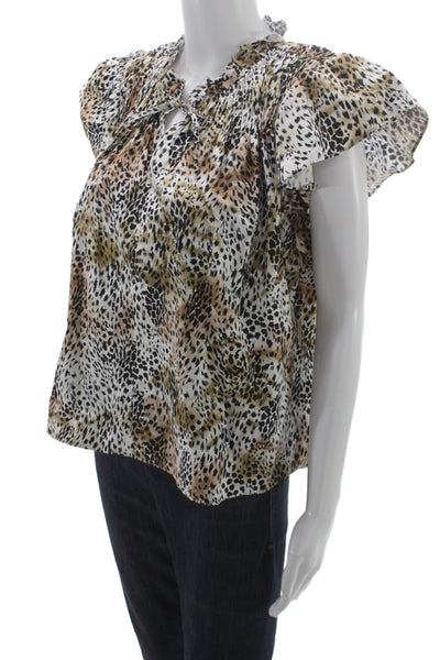 Sea New York Womens Tunic Blouse Multicolor Animal Print Cotton Size S
