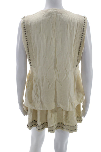Isabel Marant Etoile Womens Tank Top A Line Skirt Set Beige Cotton Size EUR 38