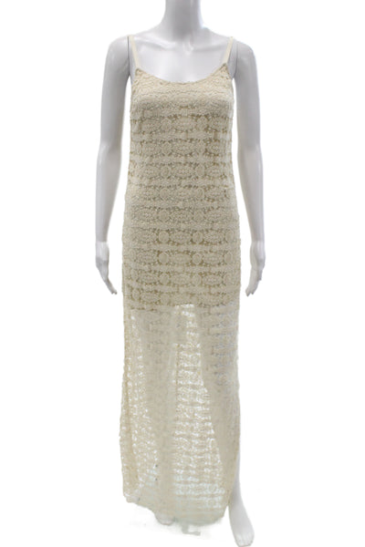 Alice + Olivia Women Maxi Lace Scoop Neck Sleeveless Ivory Dress Boho Size M
