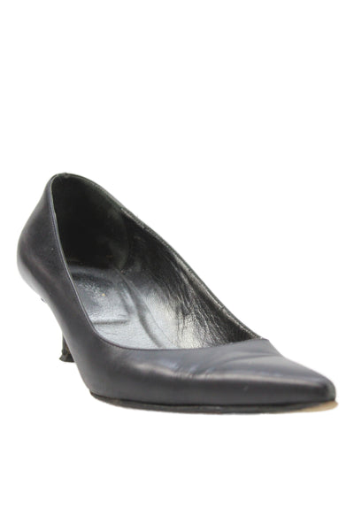 Dolce & Gabbana Womens Leather Pointed Toe Pumps Black Size 8.5