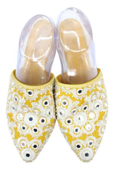 Tory Burch Women's Pointed Toe Embellish Mules Sandals Yellow Size 7.5