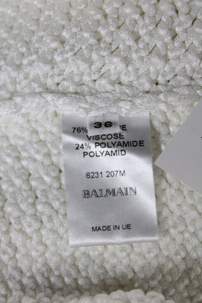 Balmain Women Pullover Sleeveless Scoop Neck White Size 36