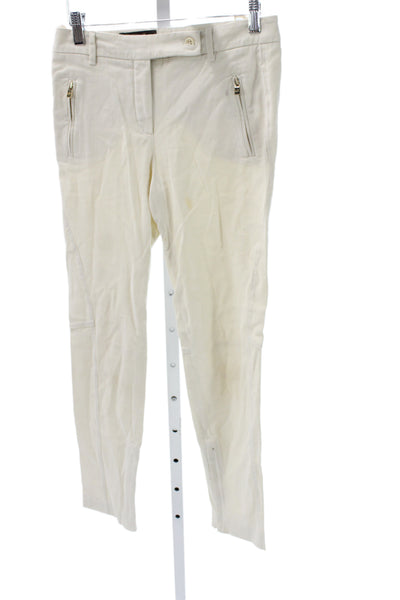 Loro Piana Women Beige Cotton Chino Pants Button Closure Size 40