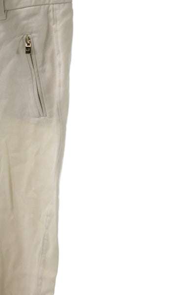 Loro Piana Women Beige Cotton Chino Pants Button Closure Size 40