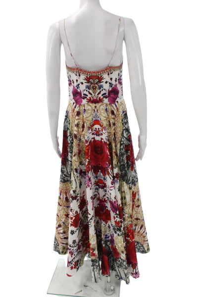 Camilla Womens Maxi Dress Multicolor Sleeveless V-Neck 100% Silk Size XS