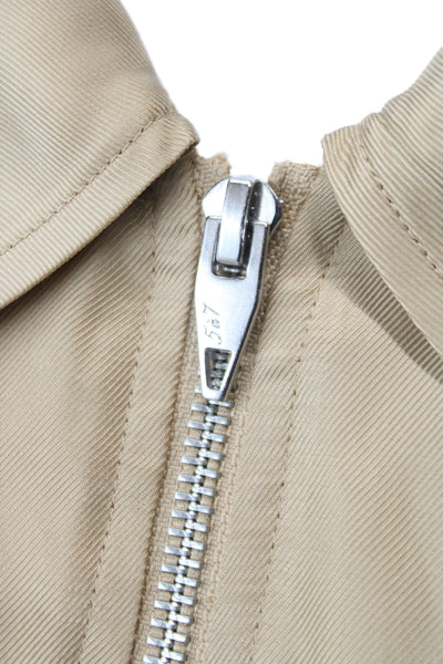 Cinq à Sept Women Beige Military Jacket Cupro Zip 3/4 Sleeve Size L