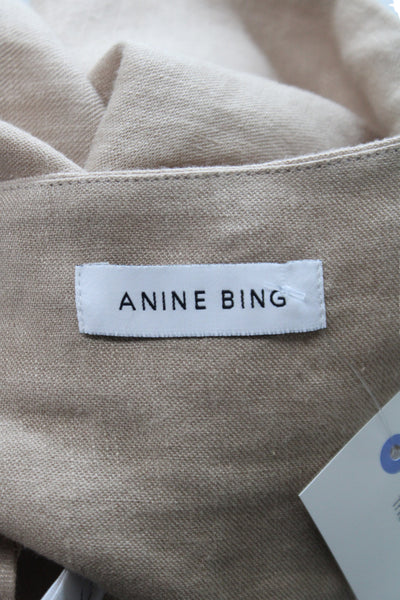 Anine Bing Womens Beige Linen Camisole Square Neck Sleeveless Size S