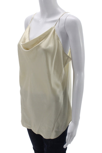 Cinq à Sept Women Ivory Silk Cowl Neck Camisole Sleeveless Size XL