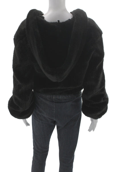 Helmut Lang Womens Black Bomber Jacket Zip Long Sleeve 100% Modacrylic Size S