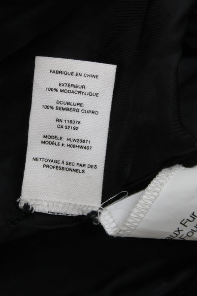 Helmut Lang Womens Black Bomber Jacket Zip Long Sleeve 100% Modacrylic Size S