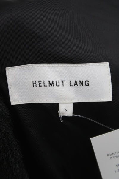 Helmut Lang Womens Black Bomber Jacket Zip Long Sleeve 100% Modacrylic Size S