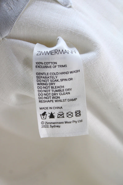 Zimmermann Unisex Adults Cotton Embroidered Bucket Hat Beige Size OS