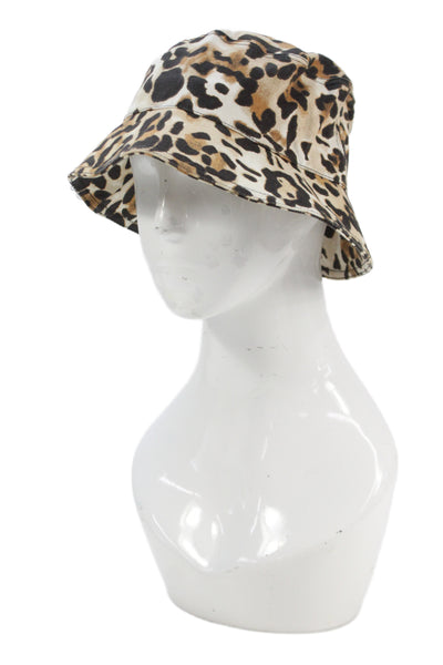Stockholm Atelier & Other Stories Womens Cotton Animal Print Bucket Hat Beige M