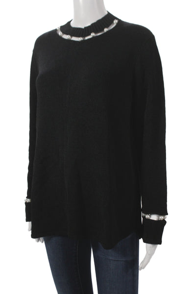 Ball Of Cotton Womens Pullover Sweater Black Long Sleeve Round Neck Size M