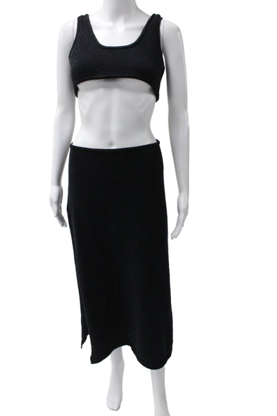 Cult Gaia Womens Black Sleeveless Scoop Neck Knit Maxi Dress Size M