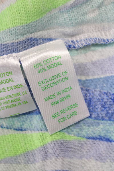 Lilly Pulitzer Women Jersey Striped Blue Tank Scoop Neck Sleeveless Size XS