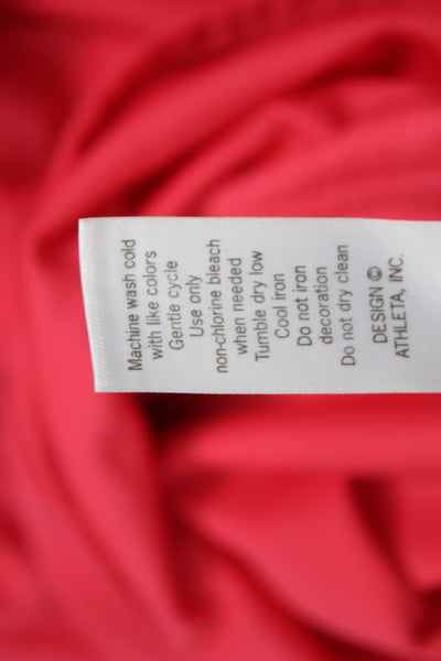 Athleta Womens Pullover Hoodie V-Neck Long Sleeve Pink Polyester Size 2XS
