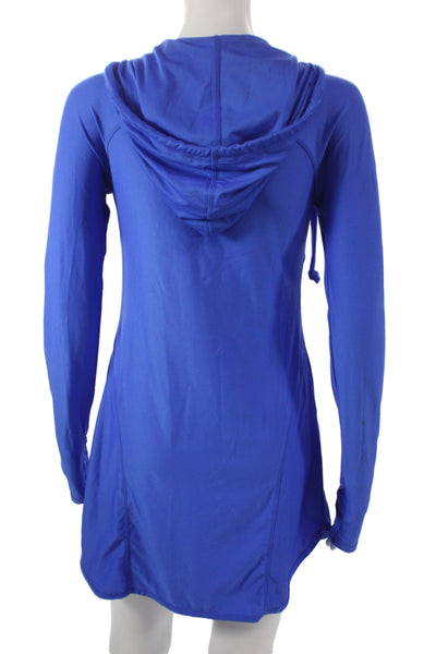 Athleta Women Pullover Hoodie Dress Blue V-Neck Long Sleeve Size 2XS