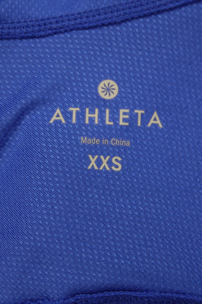 Athleta Women Pullover Hoodie Dress Blue V-Neck Long Sleeve Size 2XS