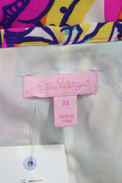 Lilly Pulitzer Women Silk Paisley Shift Dress Multicolor V-Neck Size XS