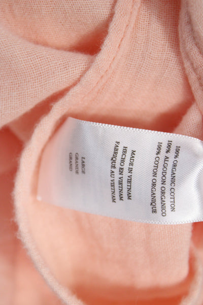 Rails Womens Basic Collared Button Up Pink Organic Cotton Long Sleeve Size L