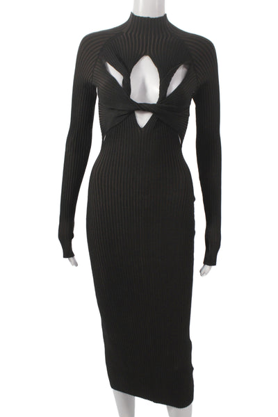 Dion Lee Women Bodycon Black Mock Neck Long Sleeve Full Length Dress Size 2