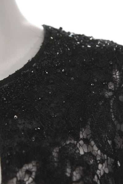 Emilio Pucci Women Sheath Lace V-Neck Long Sleeve Knee Length Black Size S
