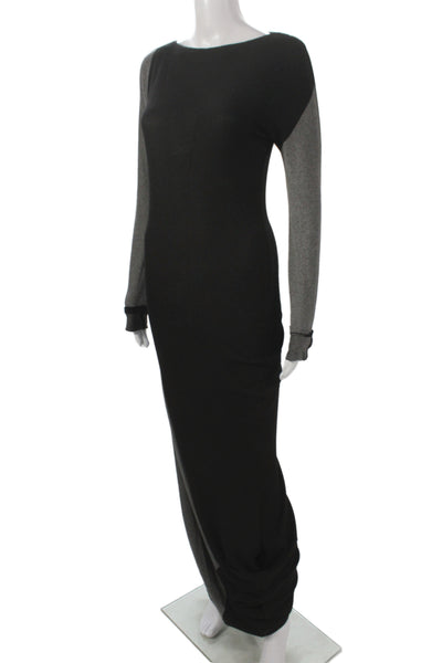 Isabel De Pedro Womens Maxi Dress Black Boat Neck Long Sleeve Size 8