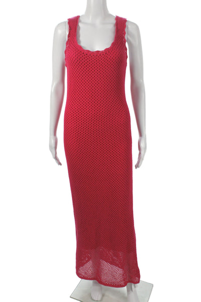 Z Supply Womens Maxi Dress Red Sleeveless Scoop Neck 100% Cotton Beach Size S