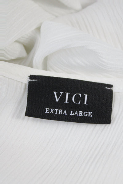 Vici Women Cropped Boho Blouse White V-Neck Long Sleeve Polyester Size XL