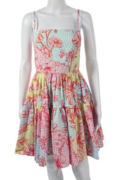 Mary Katrantzou Women Fit & Flare Multicolor Square Neck Dress Size 6