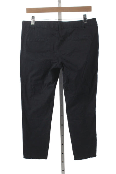 Nili Lotan Womens Black Chino Pants Button Closure 24in Inseam Size 4
