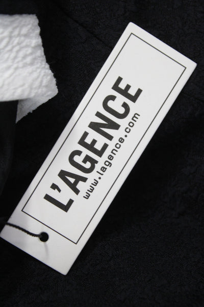 L'Agence Womens Cardigan Black Nylon Long Sleeve Round Neck Size XL