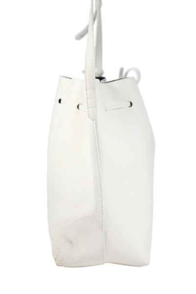 Mansur Gavriel Womens Leather Drawstring Bucket Handbag White
