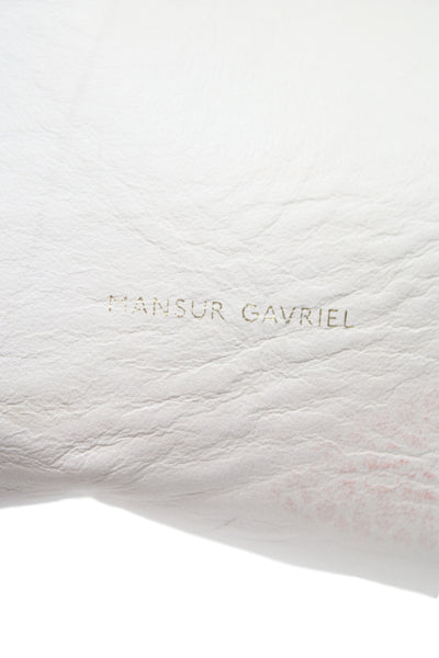 Mansur Gavriel Womens Leather Drawstring Bucket Handbag White