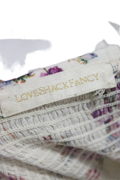Love Shack Fancy Women Mini Floral Cotton Dress Short Sleeve Size XS