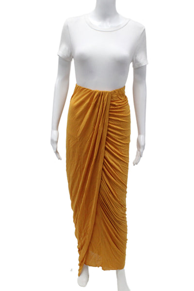 Yigal Azrouel Women Bohemian Maxi Skirt Yellow Rayon Size 1