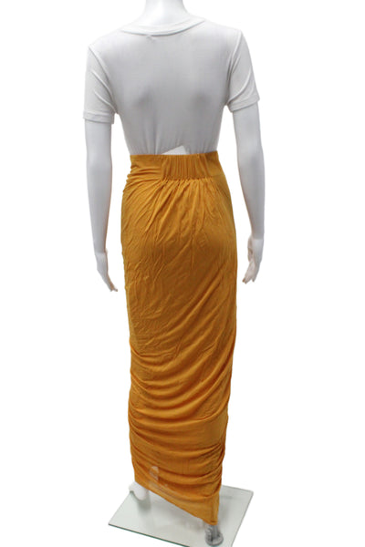 Yigal Azrouel Women Bohemian Maxi Skirt Yellow Rayon Size 1