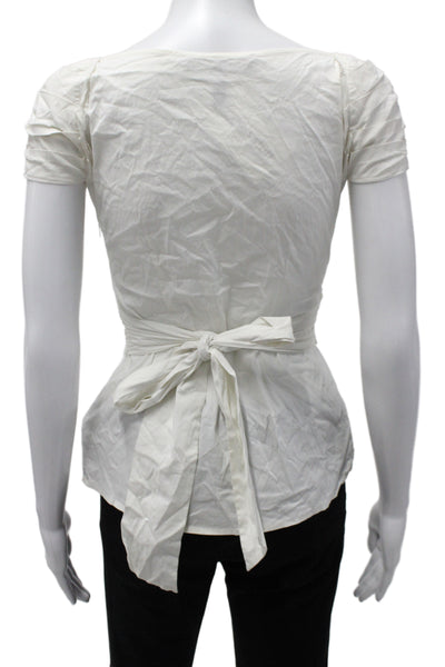 BCBGMAXAZRIA Women Sweetheart Tie Blouse White Sleeveless Size XS
